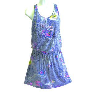 Tori Richard Tropical Reef Fish Dress Knit Jersey Twist Back Elastic Waist S